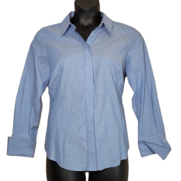 Lane Bryant Button-Down Blue Long Sleeve Top Sz 14 - Picture 1 of 6